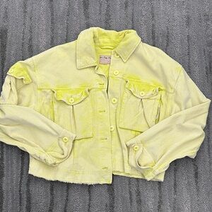 Free People Bright Yellow Jean Jacket